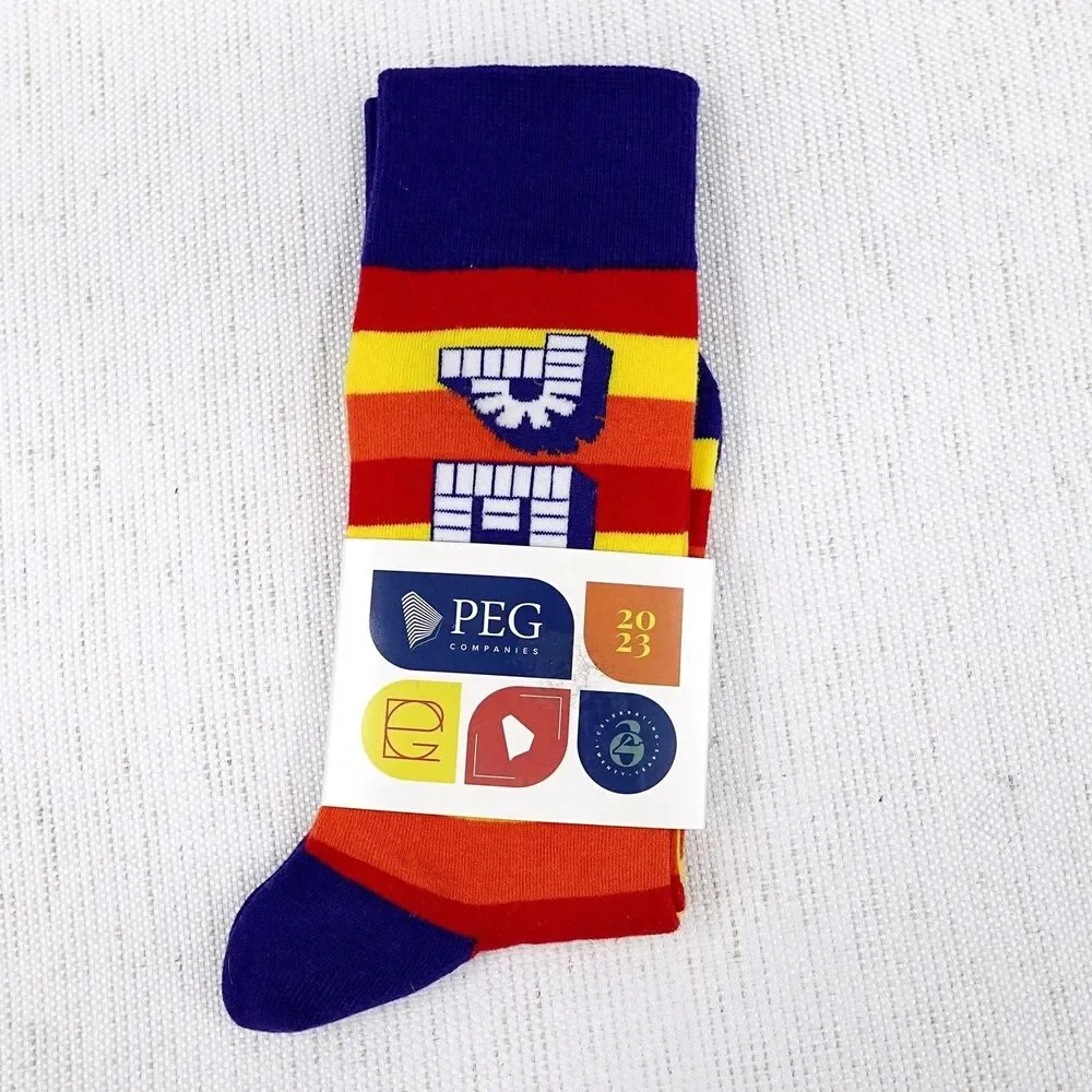 New Retro Striped Novelty Crew Socks Multi Color Candy Pattern M 7-11 W 8.5-12.5